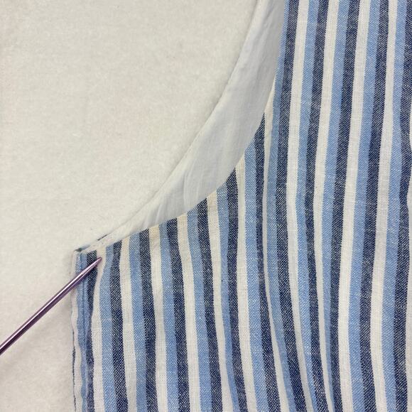 Draper James RSVP Dress Womens Size L Blue Stripe Linen Blend Lined Sundress - Picture 11 of 13